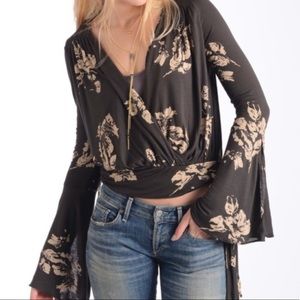Free People Floral Bell Sleeve
